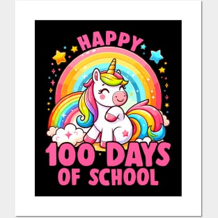 Happy 100Th Day Of School Unicorn 100 Days Of School Teacher Posters and Art